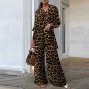 Women's Leopard Pants Casual Loose Suit