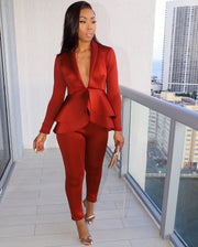 Women's Ruffle Shore 2 Piece Pants Suit