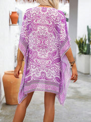 Women's Paisley Print Batwing Sleeve Loose Cover-Up Dress