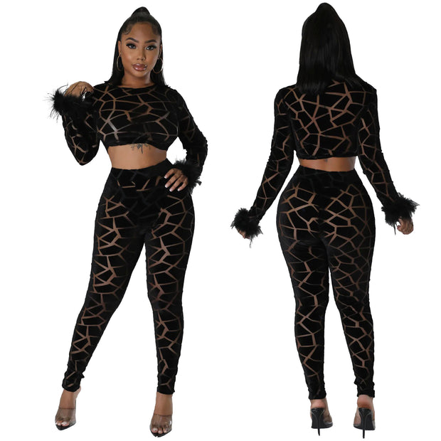 Women's Sexy Fur Flocking Set
