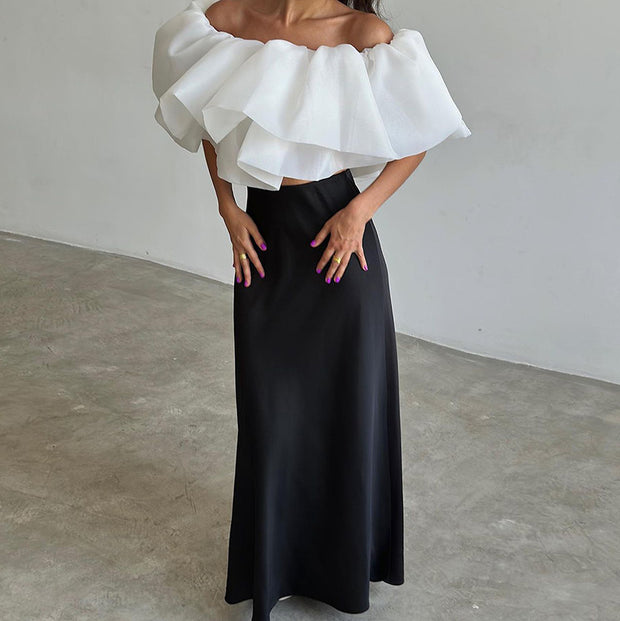 Elegant Off-Shoulder 2-Piece Women Skirt Set