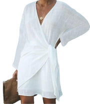Leisure Linen Cross V-Neck Dress