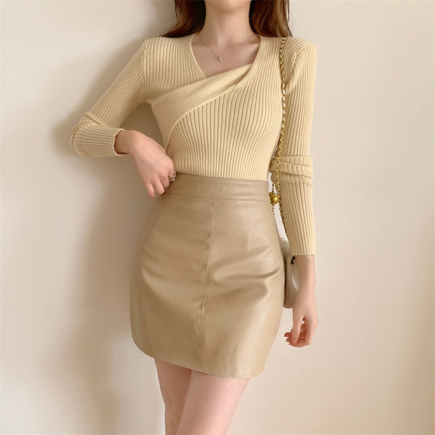 Stylish Underlay Knitted Dress For Women