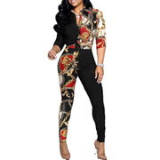 Women's Color Clash Two-Piece Pants Set