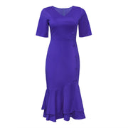 V-neck ruffle skirt dress