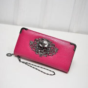 Wallet Female Clutch Coin Purse Women PU Leather Wallet Long Zipper Closed Wallets Skull Flower Design Lady Purses