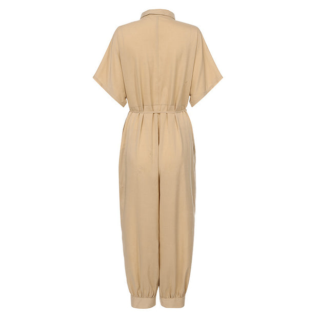 Retro jumpsuit button jumpsuit