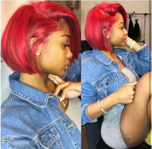 Red BOB Human Hair Wig