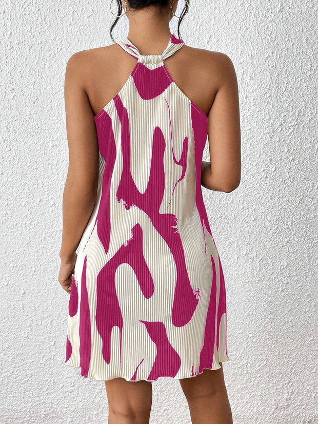 Women's Elegant Back to School Pleated Halter Dress