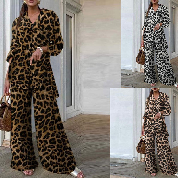 Women's Leopard Pants Casual Loose Suit