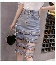Thin And Fashionable Sequined Mesh Stitching Spring New Slim Bag Hip Skirt