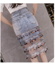 Thin And Fashionable Sequined Mesh Stitching Spring New Slim Bag Hip Skirt