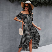Ladies' Large One-shoulder Polka Dot Dress