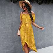 Ladies' Large One-shoulder Polka Dot Dress