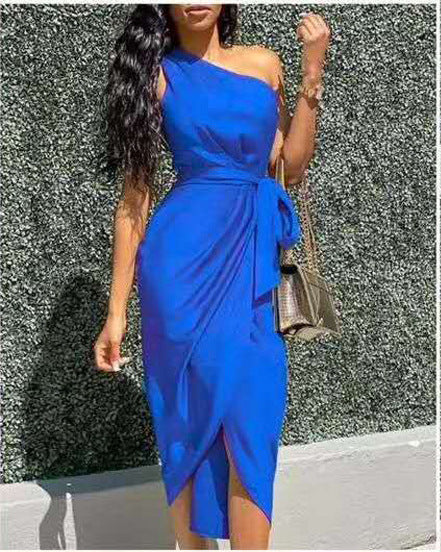 One Shoulder Off Satin Dress