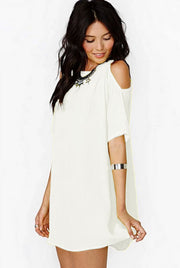 Off-the-shoulder Short-sleeved Chiffon Dress