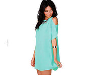 Off-the-shoulder Short-sleeved Chiffon Dress