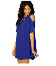 Off-the-shoulder Short-sleeved Chiffon Dress