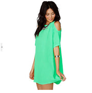 Off-the-shoulder Short-sleeved Chiffon Dress