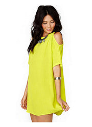 Off-the-shoulder Short-sleeved Chiffon Dress