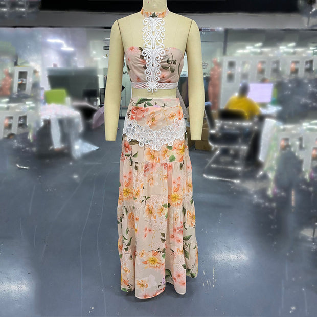 Floral Lace Top & Skirt Sets