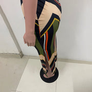 Colorful Striped Side Slit Colorblock Dress