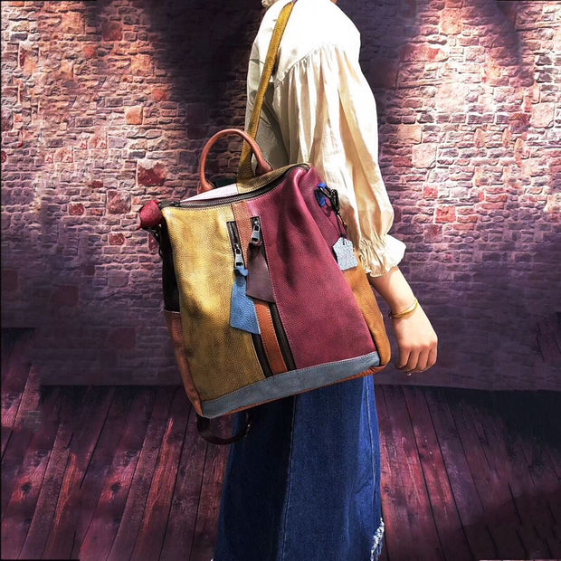 Women Backpack Cowhide Leather