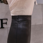 Leather Skirt Women Spring And Autumn Long Mesh Splicing Pu Skirt