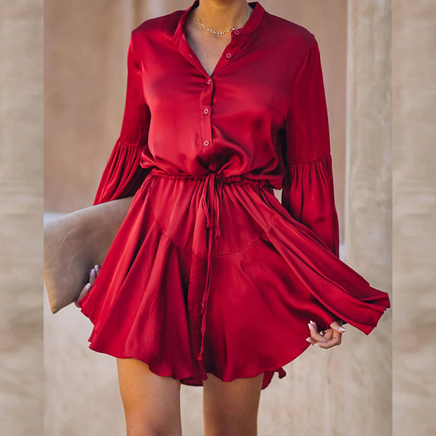 Summer Ladies Wrap Shirt Dress