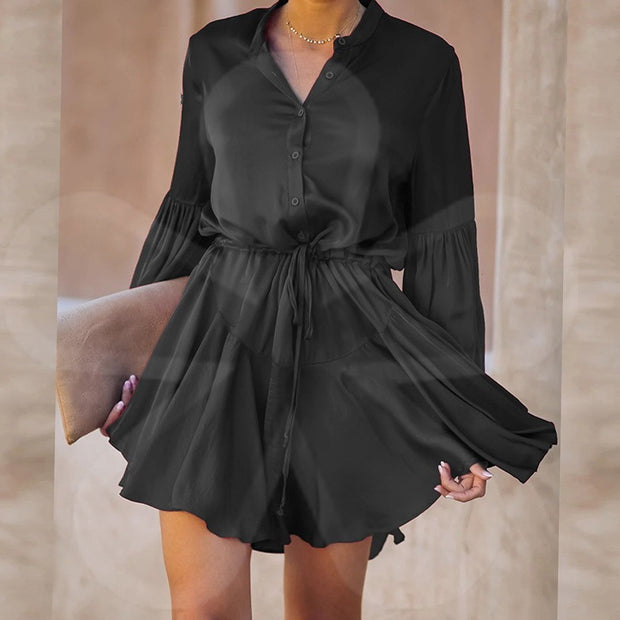 Summer Ladies Wrap Shirt Dress