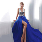 Deep V Cut Sequins Wedding/Bridesmaid Women's Chiffon Dress