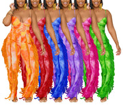 Women's Tinsel Tassel Sling Jumpsuit Two-Piece Set