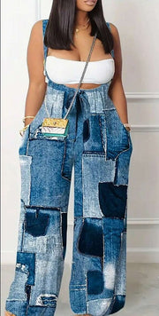 Women's Backless Blue Bell Bloom Jumpsuit