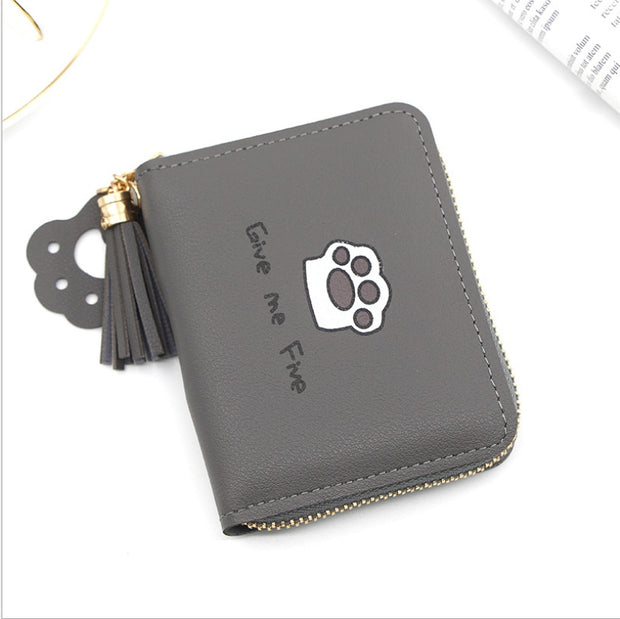 Small Wallets Handbag Card-Holder Coin-Purses Money Zipper Female Super Cat Cute Paw