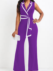 Women's Elegant Fashionable V-neck Sleeveless Jumpsuit