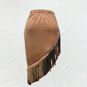 Women's Solid Color Vintage Suede Skirt