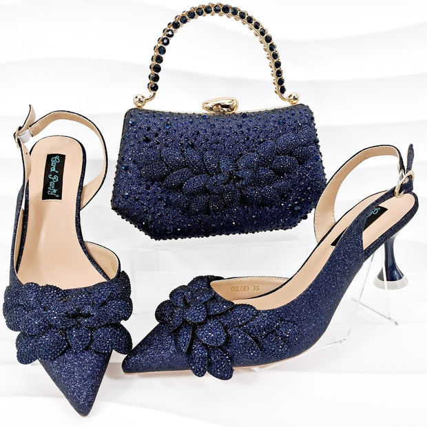 Ladies Leaf Shoes and Purse Set Handmade Wine Glass Heel