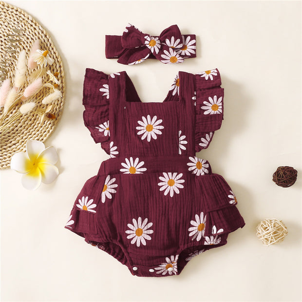 Baby Harness Print Dress Crawling Clothes