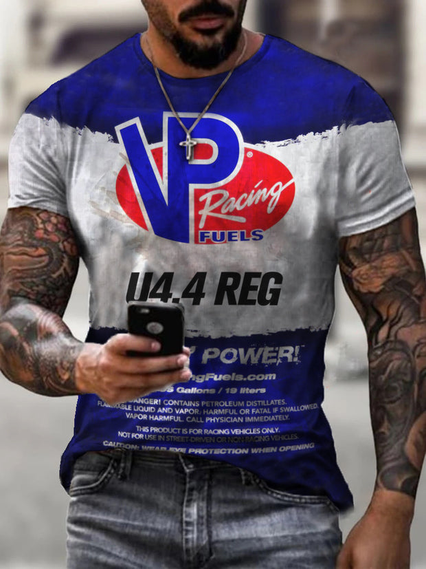 Men's Sports Round Neck Slim Youth Printed T-shirt