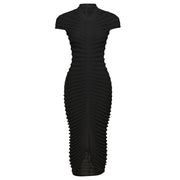 Short-sleeved Knitted High Collar High Waist Slim-fit Long Dress