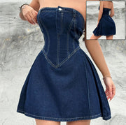 Sexy Fishbone Waist Tight Women's Denim Dress