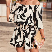 Off-Shoulder Elastic Waist Jumpsuit Fashion Women's Wear