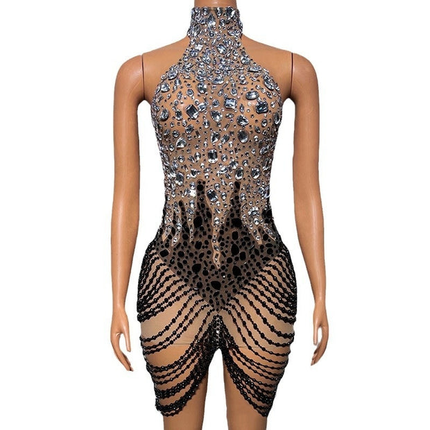 Haltered Beaded Necklace Dress