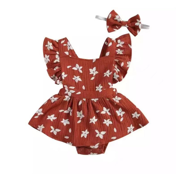 Baby Harness Print Dress Crawling Clothes