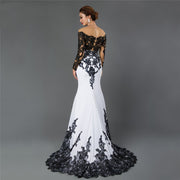Elegant Embroidered Lace Fishtail Evening Dress
