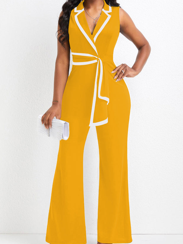 Women's Elegant Fashionable V-neck Sleeveless Jumpsuit