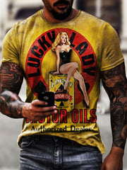 Men's Sports Round Neck Slim Youth Printed T-shirt