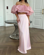 Elegant Off-Shoulder 2-Piece Women Skirt Set