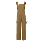 Women's Solid Color Sleeveless Side Pocket Casual Wide Leg Jumpsuit