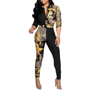 Women's Color Clash Two-Piece Pants Set
